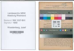 Entnazifizierung Josef Wuestenberg , geb. 25.01.1909 (Angestellter)