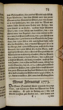 Monat Februarius 1773.