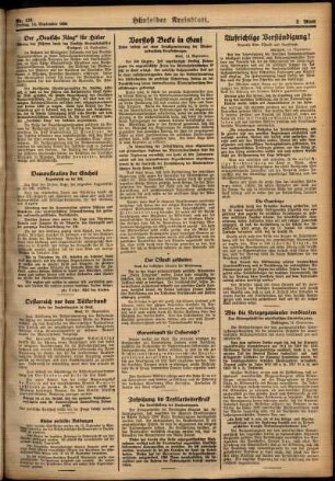 Zweite Ausgabe vom Freitag, den 14. September 1934.
