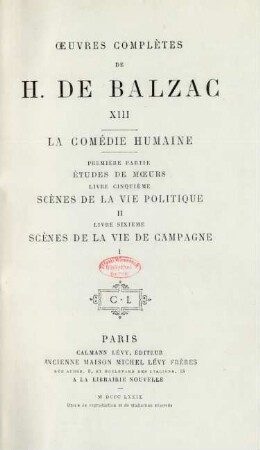 13: Scènes de la vie politique, II. Scènes de la vie de campagne, I