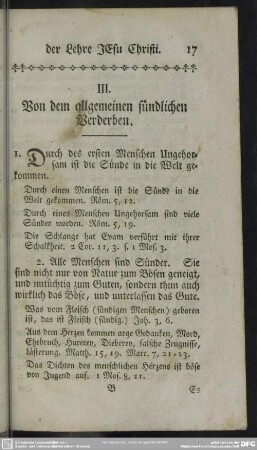 III. Von dem allgemeinen sündlichen Verderben
