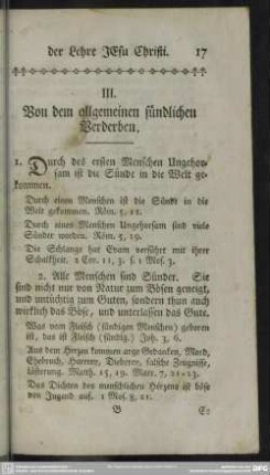 III. Von dem allgemeinen sündlichen Verderben