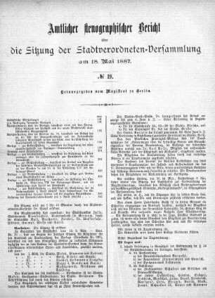No. 19, 18. Mai 1887