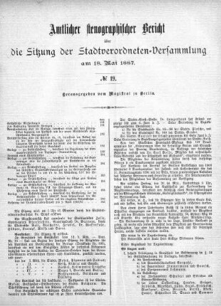 No. 19, 18. Mai 1887