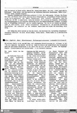 Die Opfer der Moskauer Schauprozesse rehabilitiert