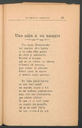 Una niña á su amante
