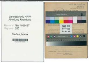 Entnazifizierung Maria Steffen , geb. 28.10.1899 (Bankangestellte)