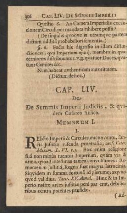 Cap. LIV. De De Summis Imperii Judiciis, & qvidem Caesareo Aulico.