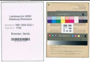 Entnazifizierung Gerda Broecker , geb. 29.11.1904 (Lehrerin)