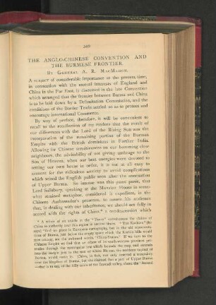 The Anglo-Chinese Convention and the Burmese Frontier.