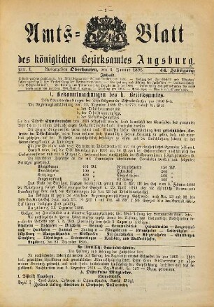 Amtsblatt des Bezirksamtes Augsburg. 1896