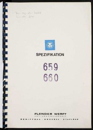 Bauvorschrift Containerschiff "FW 3400". Bau-Nr. 659 / 660 vom 28. Feb. 1994