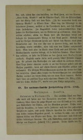 68. Der nordamerikanische Freiheitskrieg (1775 - 1783). Washington. - Franklin
