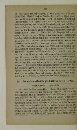 68. Der nordamerikanische Freiheitskrieg (1775 - 1783). Washington. - Franklin