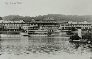 Dresden-Pillnitz, Dampfer "Hohenzollern" (1897; Werft Blasewitz) vor dem Wasserpalais. Elbfront