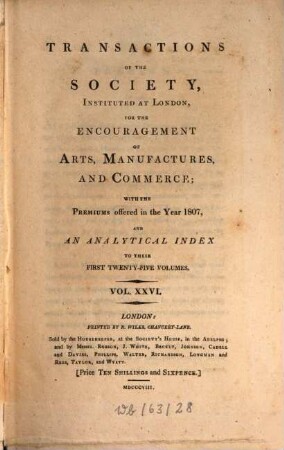 Transactions of the Society of Arts. 26. 1808