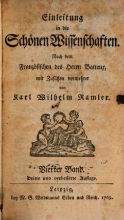 Einleitung in die Schönen Wissenschaften, Vierter Band