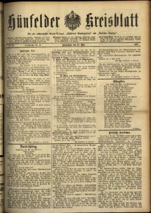 Ausgabe vom Samstag, den 10. Mai 1913.