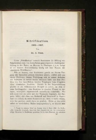 Nitrifikation. 1845-1867.