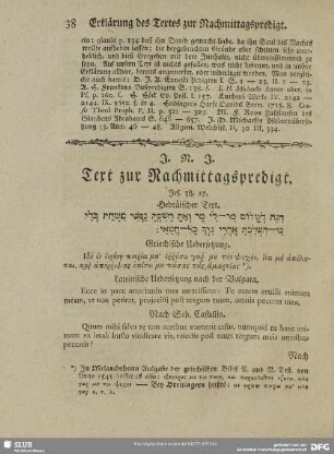Text zur Nachmittagspredigt : Jes. 38,17