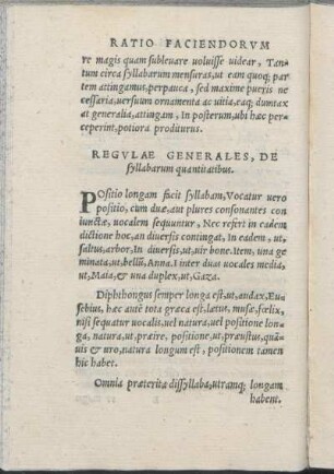 Regvlae Generales, De syllabarum quantitatibus.