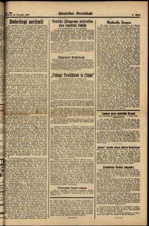 Zweite Ausgabe vom Mittwoch, den 20. Dezember 1939.