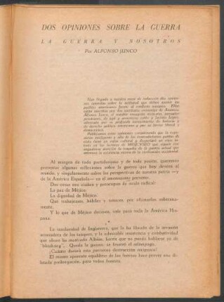 Dos opiniones sobre la guerra