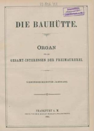 64. Jahrgang, No 7/8 (12. Februar 1921)-No 45 (5. November 1921): Die Bauhütte