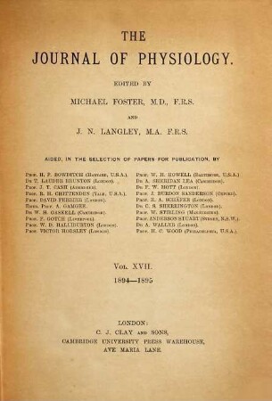 The journal of physiology. 17. 1894/95