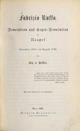 Fabrizio Ruffo : Revolution und Gegen-Revolution von Neapel, November 1798 bis August 1799
