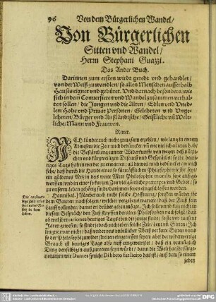 Von Bürgerlichen Sitten und Wandel, Herrn Stephani Guazzi. Das Ander Buch