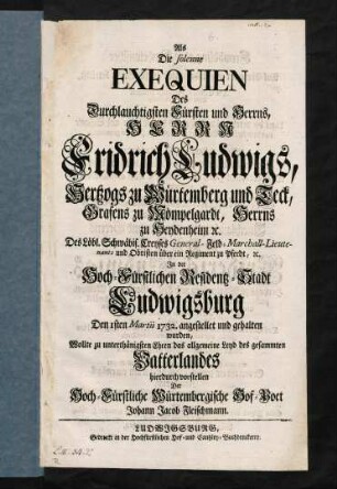 A1r-D2v, Als die solenne Exequien des ...