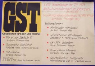 Gesellschaft für Sport und Technik "4. FDJ-Studententage der TH 1973 - Hochschulmeisterschaft im Wehrsport am 13.04.1973"