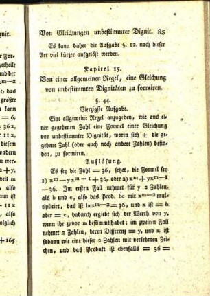 Kapitel 15. Von einer allgemeinen Regel, eine Gleichung von unbestimmten Dignitäten zu formiren.