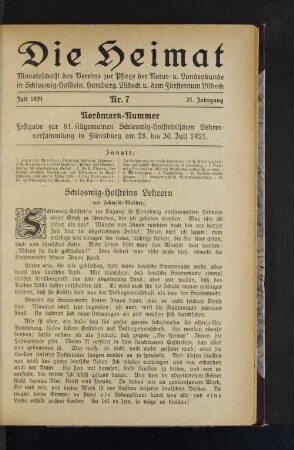 Juli 1921. Nr. 7. 31. Jahrgang.