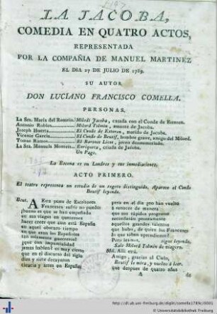 La Jacoba : comedia en quatro actos