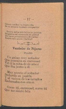 Vendedor de Pájaros : Plajio