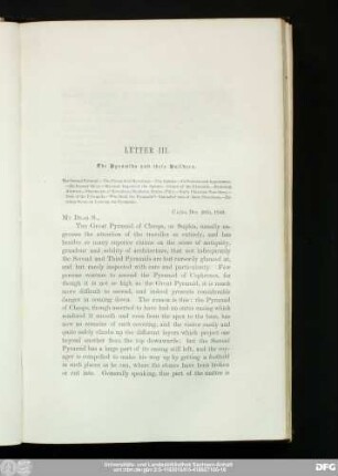 Letter III. The Pyramids and their Builders.
