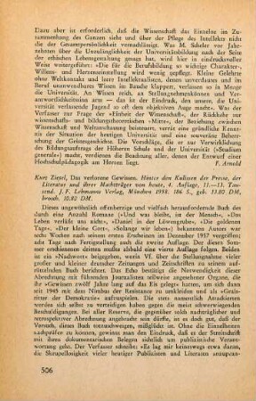 506-507 [Rezension] Ziesel, Kurt, Das verlorene Gewissen
