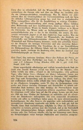 506-507 [Rezension] Ziesel, Kurt, Das verlorene Gewissen