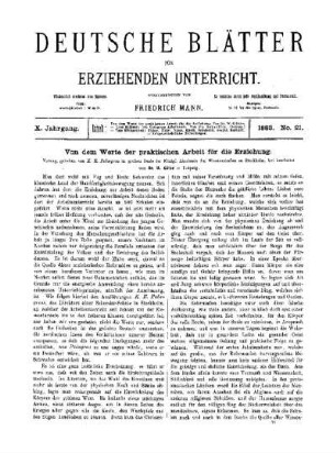 Von dem Werte der praktischen Arbeit für die Erziehung
