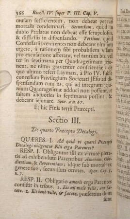 Sectio III. De quarto Praecepto Decalogi.