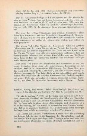 488-492 [Rezension] Häring, Bernhard, Das Gesetz Christi