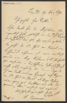 Brief an Ludwig Strecker <senior> an B. Schott's Söhne : 29.03.1899