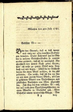 München den 4ten July 1780.