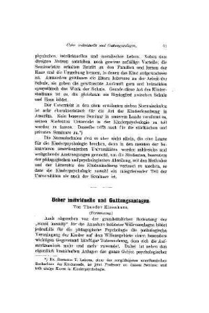 Ueber individuelle und Gattungsanlagen : (Fortsetzung)