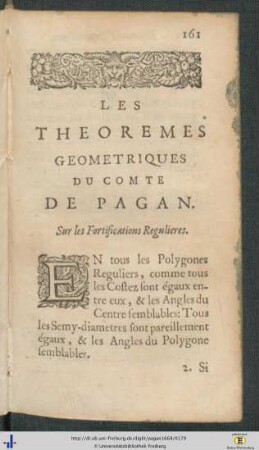 Les Theoremes Geometriques De Comte De Pagan.