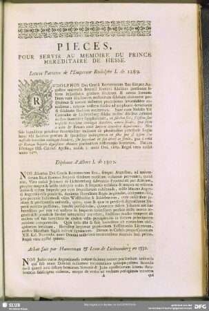 Pieces, Pour Servir Au Memoire Du Prince Hereditaire De Hesse