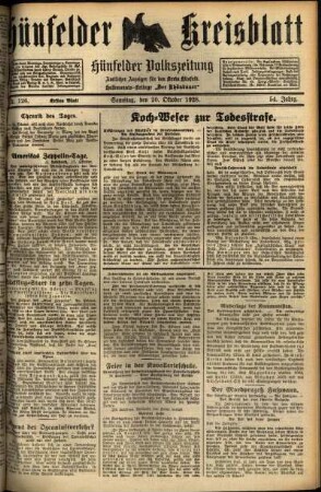 Erste Ausgabe vom Samstag, den 20. Oktober 1928.