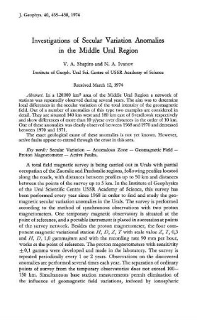 Investigations of secular variation anomalies in the Middle Ural Region